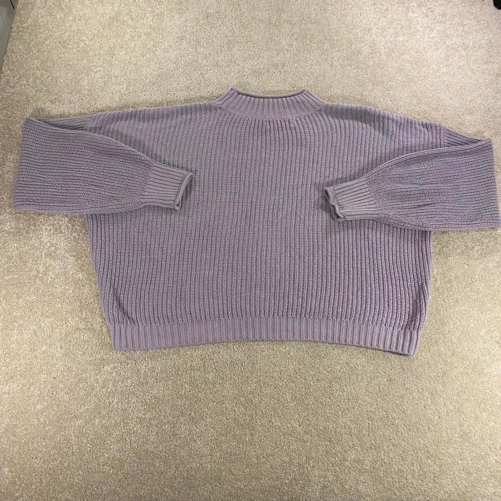 Hollister Mock Neck Sweater Womens Large Shaker Knit Cropped Relaxed Pullover
